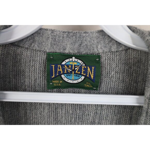 Vtg 70s Streetwear Mens XLT Blank Striped Ribbed Knit Cardigan Sweater Gray USA - Picture 7 of 14